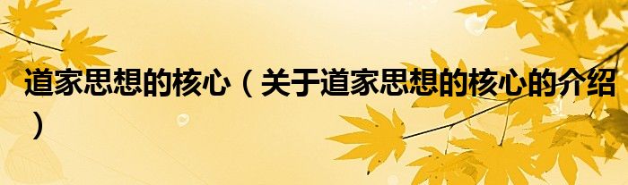清晰的道家思想的核心是什么的插图