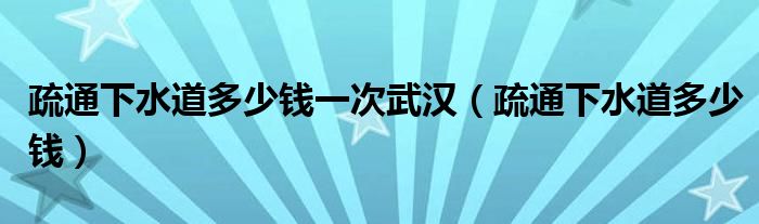 疏通下水道多少钱一次武汉（疏通下水道多少钱）