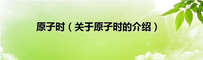 原子时（关于原子时的介绍）