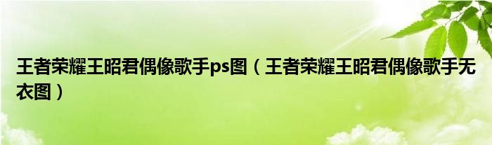 王者荣耀王昭君偶像歌手ps图（王者荣耀王昭君偶像歌手无衣图）