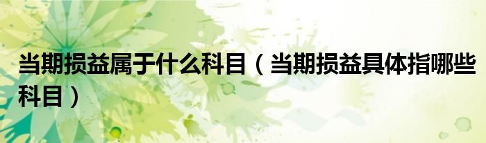 当期损益属于什么科目（当期损益具体指哪些科目）