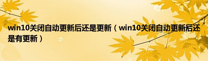 win10关闭自动更新后还是更新（win10关闭自动更新后还是有更新）