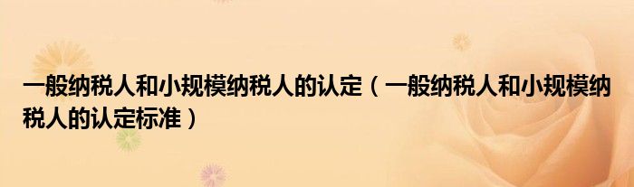 一般纳税人和小规模纳税人的认定（一般纳税人和小规模纳税人的认定标准）