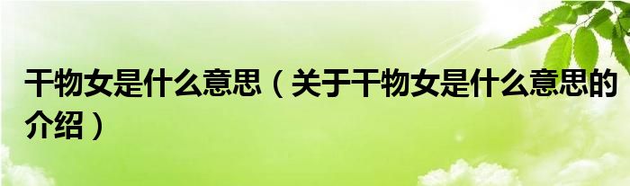 干物女是什么意思（关于干物女是什么意思的介绍）