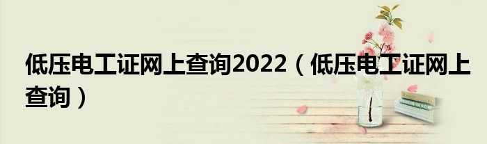 低压电工证网上查询2022（低压电工证网上查询）