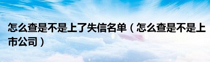 怎么查是不是上了失信名单（怎么查是不是上市公司）