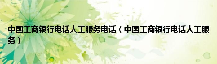 中国工商银行电话人工服务电话（中国工商银行电话人工服务）