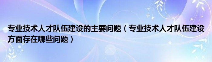 专业技术人才队伍建设的主要问题（专业技术人才队伍建设方面存在哪些问题）