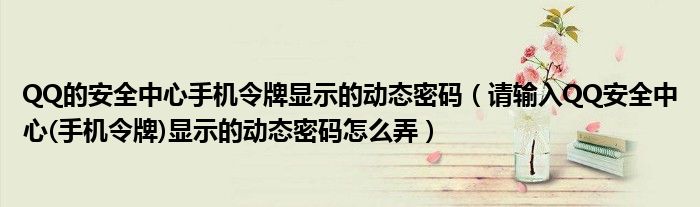 QQ的安全中心手机令牌显示的动态密码（请输入QQ安全中心(手机令牌)显示的动态密码怎么弄）