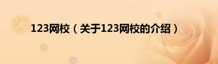 123网校（关于123网校的介绍）