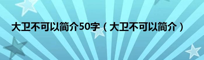 大卫不可以简介50字（大卫不可以简介）