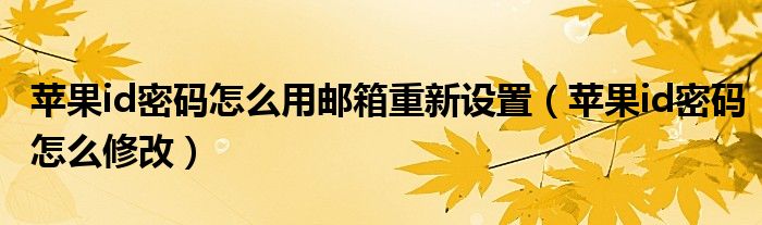 苹果id密码怎么用邮箱重新设置（苹果id密码怎么修改）
