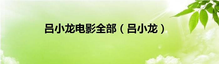 吕小龙电影全部（吕小龙）
