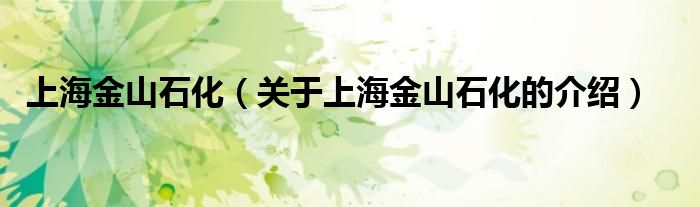 上海金山石化（关于上海金山石化的介绍）