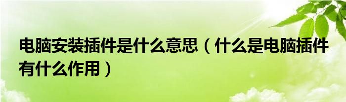 电脑安装插件是什么意思（什么是电脑插件 有什么作用）