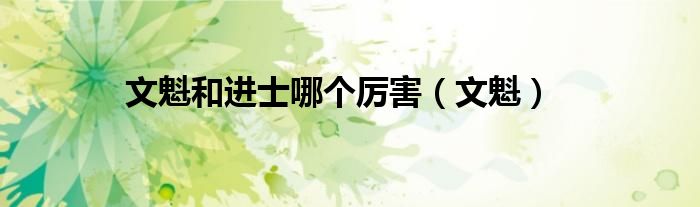 文魁和进士哪个厉害（文魁）