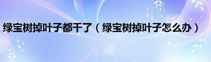 绿宝树掉叶子都干了（绿宝树掉叶子怎么办）