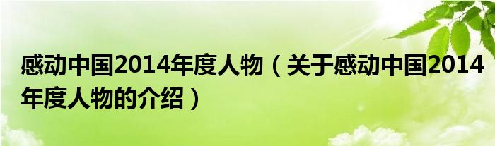 感动中国2014年度人物（关于感动中国2014年度人物的介绍）