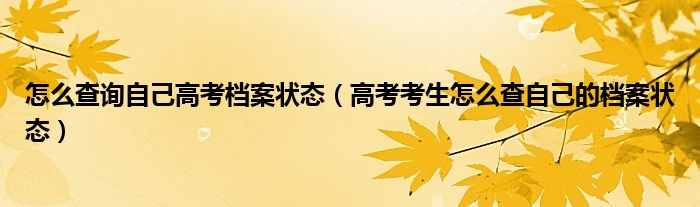 怎么查询自己高考档案状态（高考考生怎么查自己的档案状态）