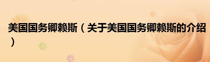 美国国务卿赖斯（关于美国国务卿赖斯的介绍）