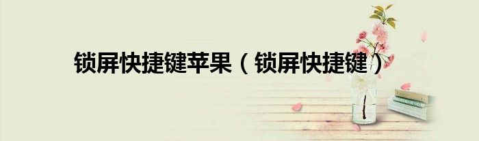 锁屏快捷键苹果（锁屏快捷键）