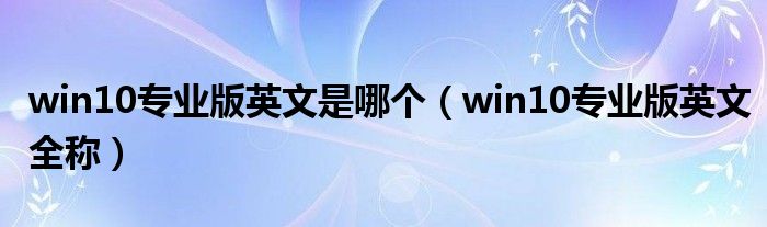 win10专业版英文是哪个（win10专业版英文全称）