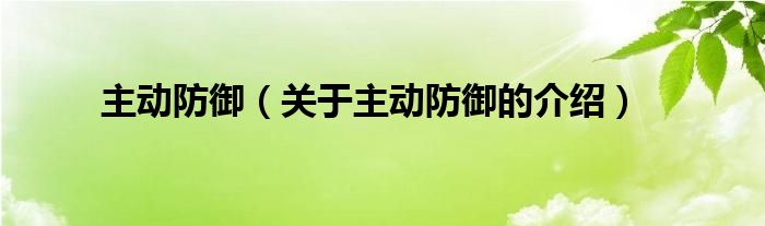 主动防御（关于主动防御的介绍）