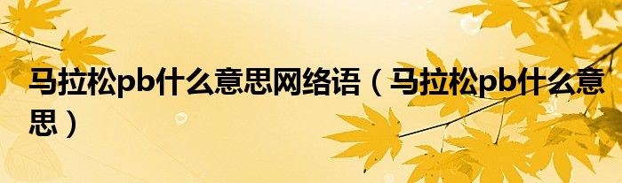 马拉松pb什么意思网络语（马拉松pb什么意思）