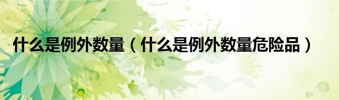 什么是例外数量（什么是例外数量危险品）