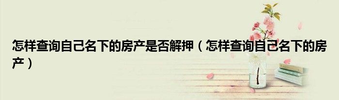怎样查询自己名下的房产是否解押（怎样查询自己名下的房产）
