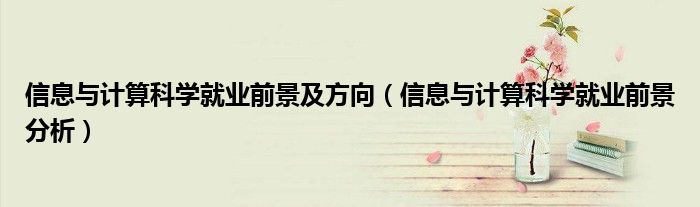 信息与计算科学就业前景及方向（信息与计算科学就业前景分析）