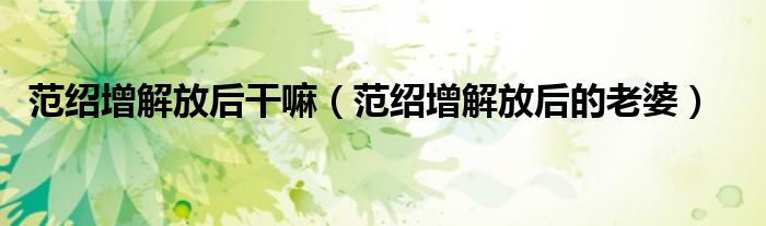 范绍增解放后干嘛（范绍增解放后的老婆）