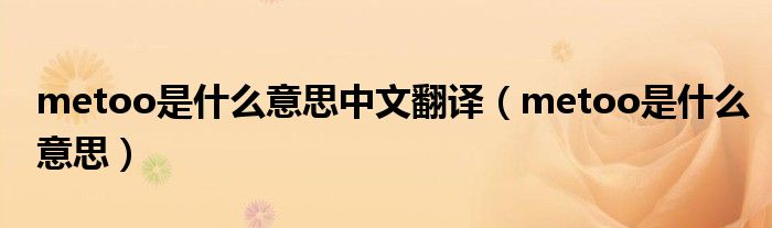 metoo是什么意思中文翻译（metoo是什么意思）