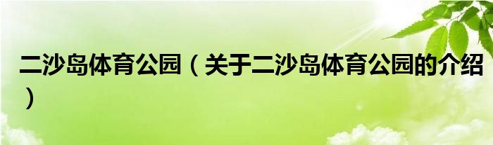 二沙岛体育公园（关于二沙岛体育公园的介绍）