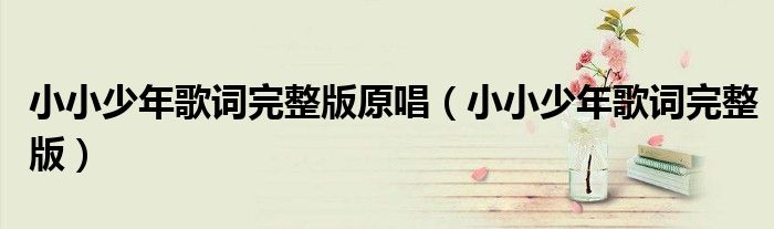 小小少年歌词完整版原唱（小小少年歌词完整版）