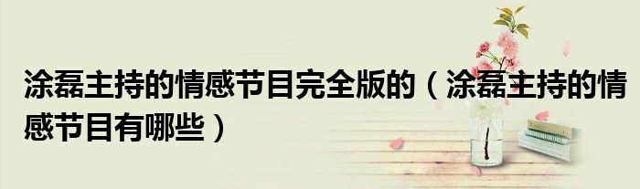 涂磊主持的情感节目完全版的（涂磊主持的情感节目有哪些）