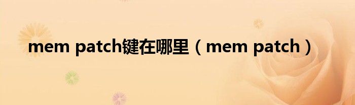 mem patch键在哪里（mem patch）