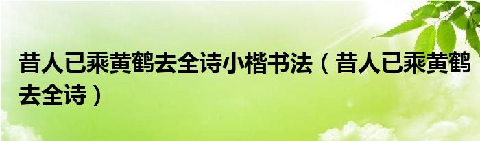 昔人已乘黄鹤去全诗小楷书法（昔人已乘黄鹤去全诗）