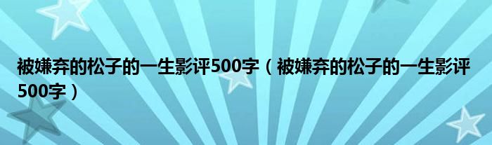 被嫌弃的松子的一生影评500字（被嫌弃的松子的一生影评 500字）