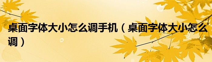桌面字体大小怎么调手机（桌面字体大小怎么调）
