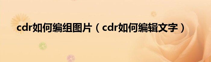 cdr如何编组图片（cdr如何编辑文字）
