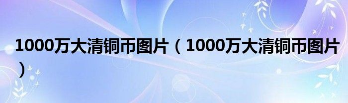 1000万大清铜币图片（1000万大清铜币图片）