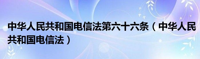 中华人民共和国电信法第六十六条（中华人民共和国电信法）