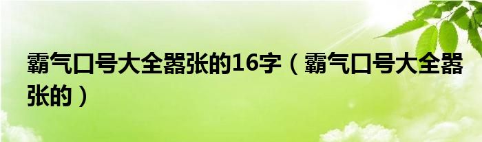 霸气口号大全嚣张的16字（霸气口号大全嚣张的）