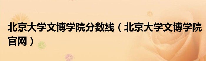 北京大学文博学院分数线（北京大学文博学院官网）