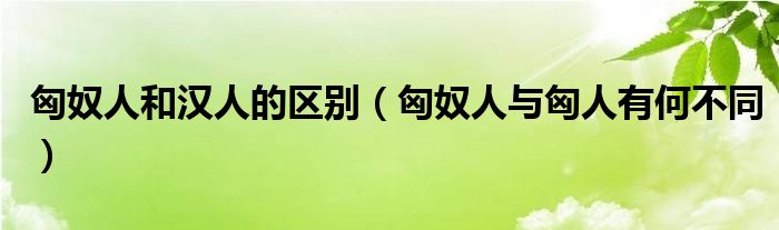 匈奴人和汉人的区别（匈奴人与匈人有何不同）