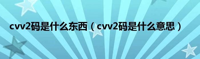 cvv2码是什么东西（cvv2码是什么意思）