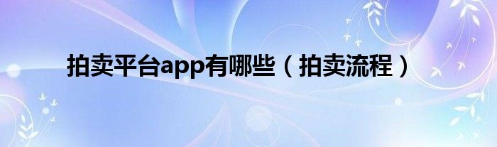 拍卖平台app有哪些（拍卖流程）