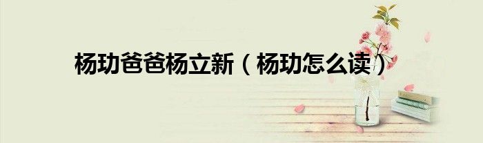 杨玏爸爸杨立新（杨玏怎么读）