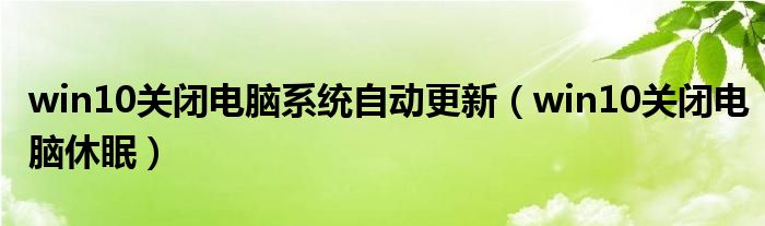 win10关闭电脑系统自动更新（win10关闭电脑休眠）